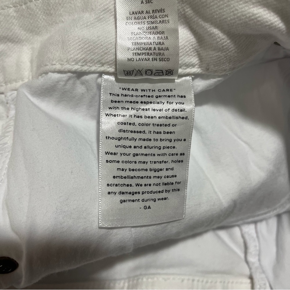 Good American Icon Shorts White Denim Plus Size 18 High Rise Raw Hem Bermuda - Picture 10 of 11